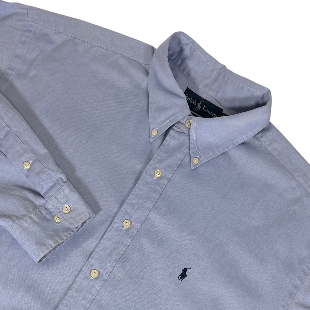 Ralph Lauren Yarmouth Mens 17.5 36/37 Blue Pinpoint Oxford Button Down Shirt XXL